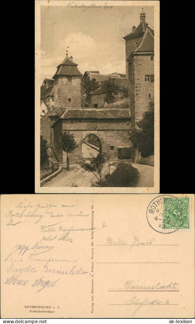 Rothenburg Ob Der Tauber Kobolzellertor, Strassen Partie, Torbogen-Gebäude 1924 - Rothenburg O. D. Tauber