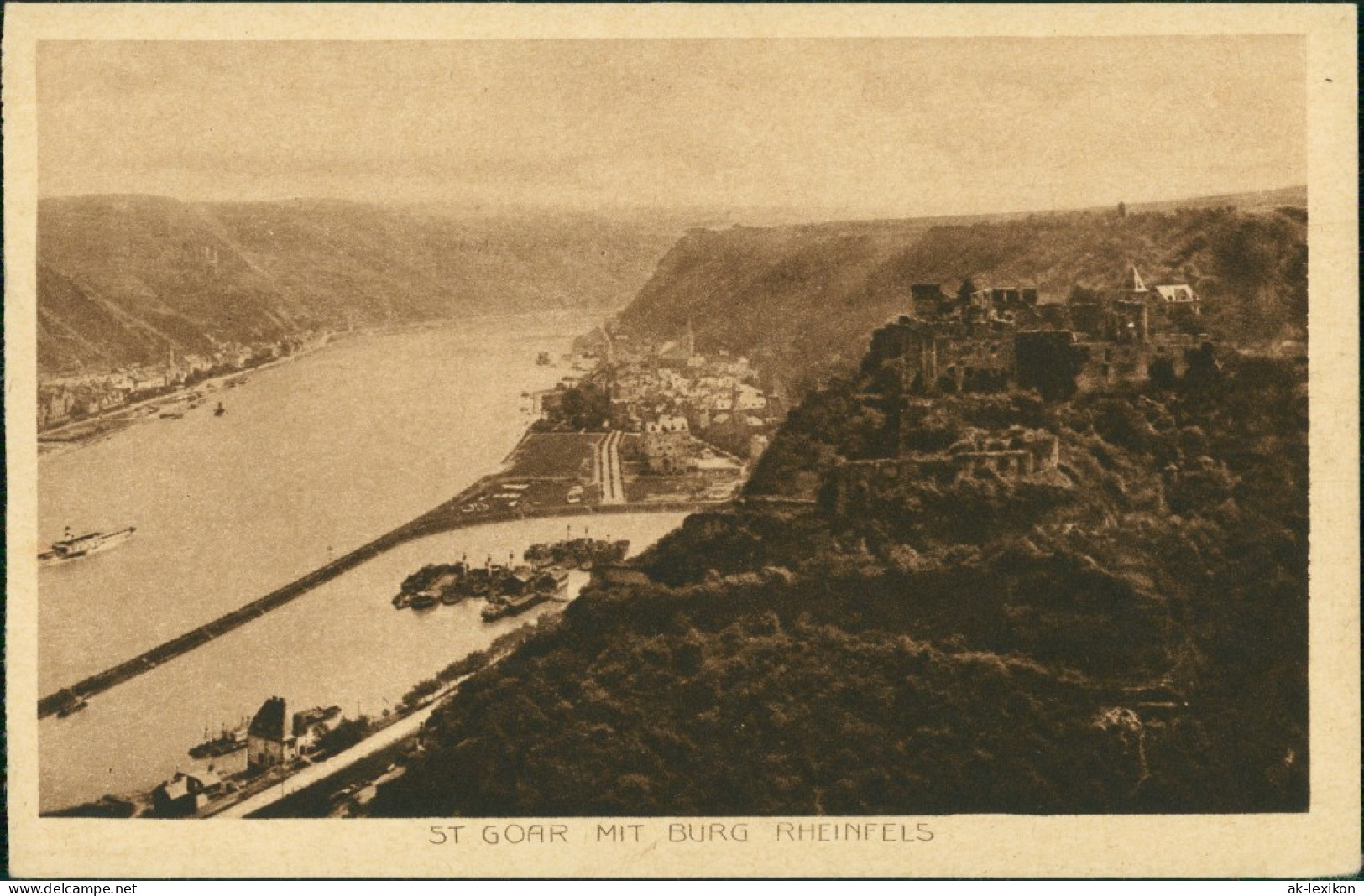 Sankt Goar Burgruine Rheinfels, Rhein Panorama, Rhine Castle 1920 - St. Goar