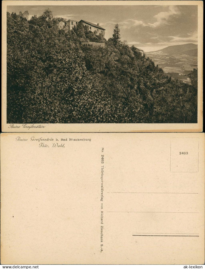 Bad Blankenburg Burgruine Greifenstein Gesamtansicht, Castle 1920 - Bad Blankenburg