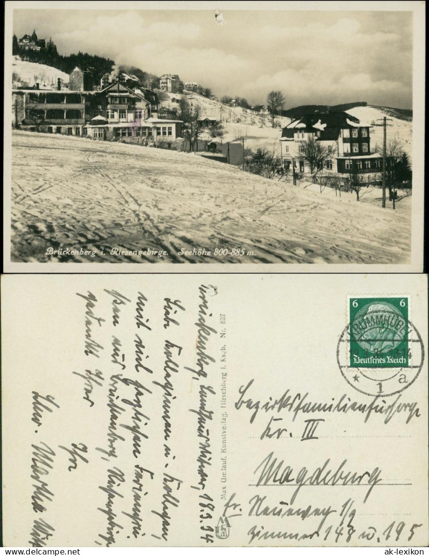 Brückenberg-Krummhübel Karpacz Górny Karpacz Winterpartie Hotels 1934 - Schlesien