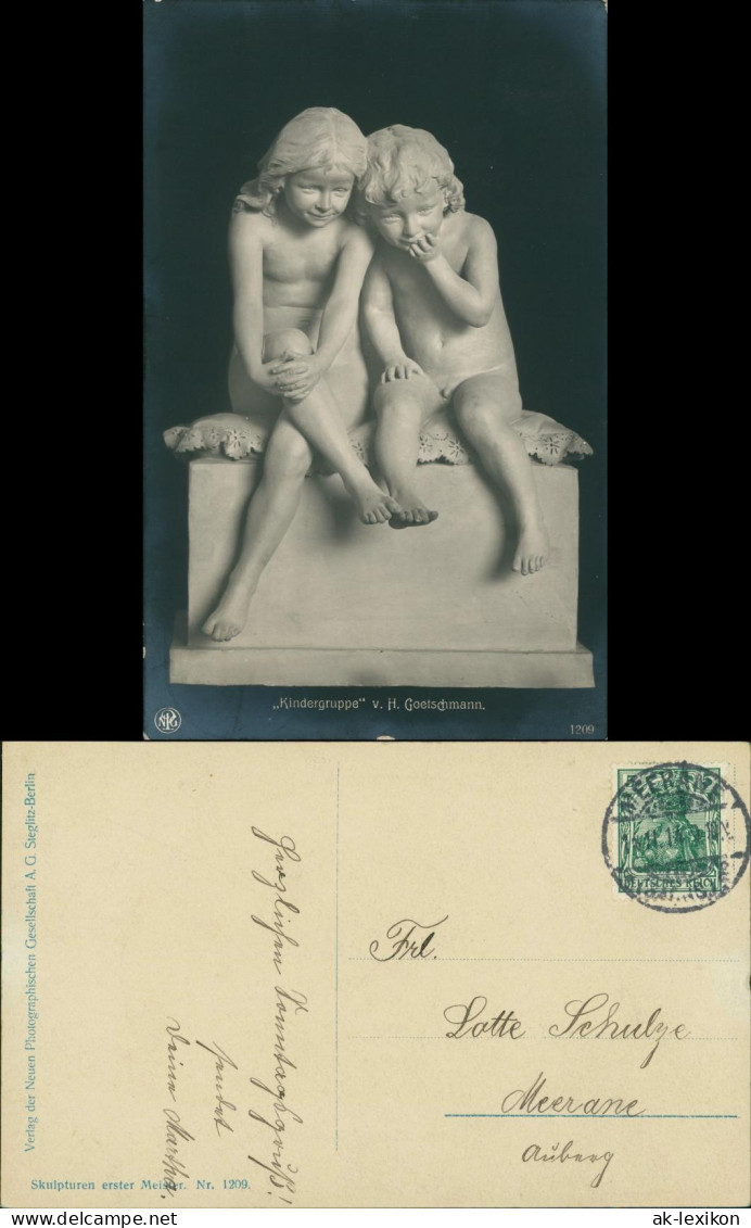 Ansichtskarte  Statue - Marmor, Kindergruppe 1914 - Skulpturen