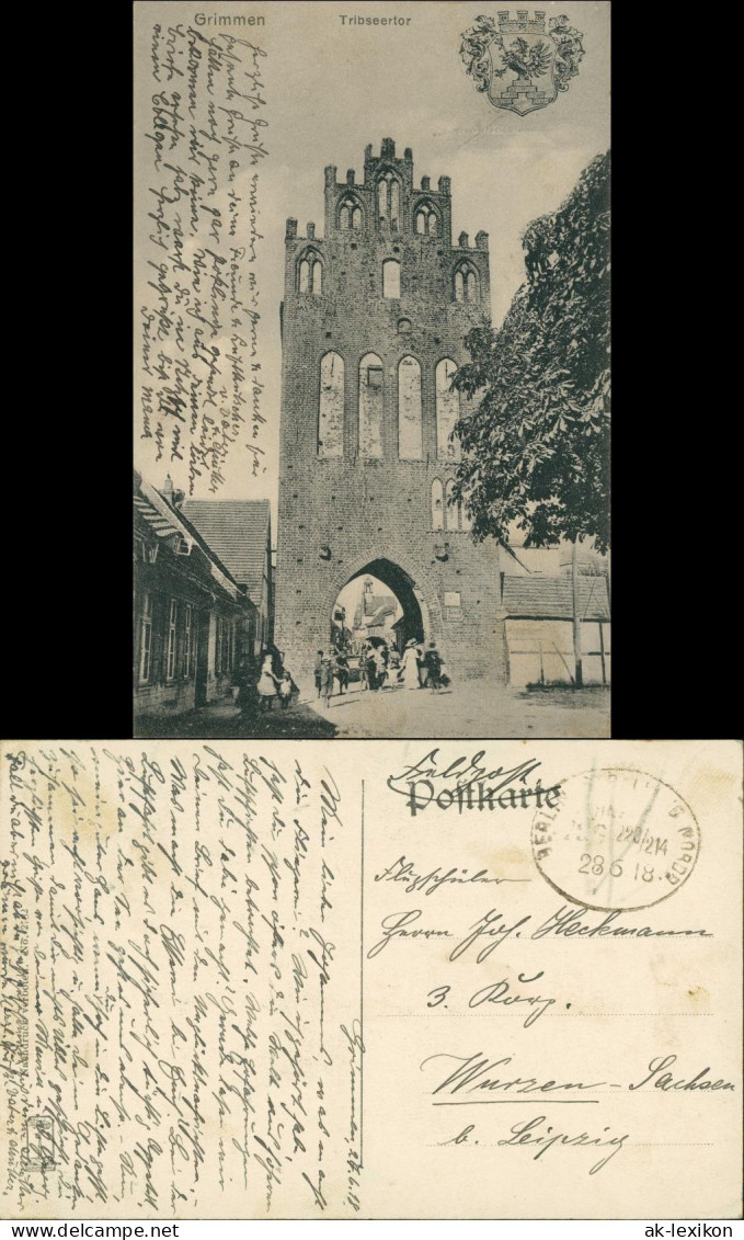 Ansichtskarte Grimmen Straße - Tribseertor 1918 - Grimmen