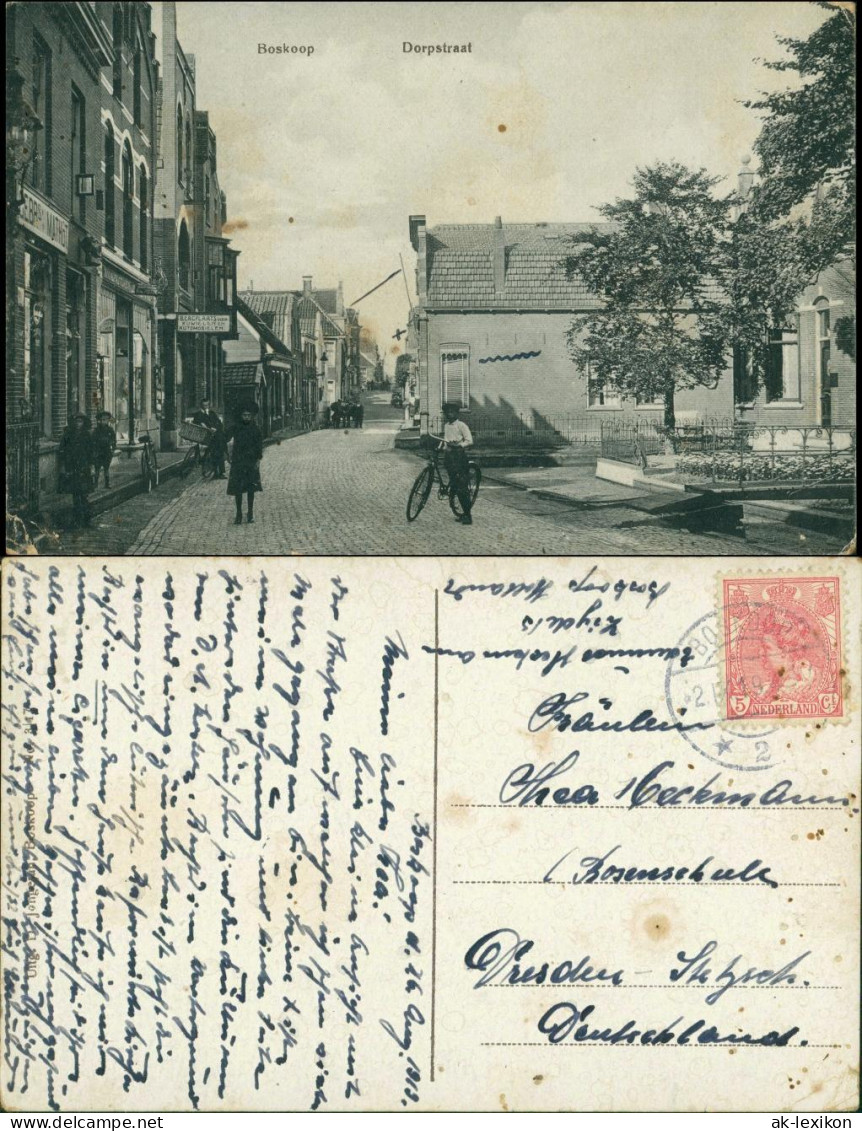 Postkaart Boskoop (Niederlande) Dorpstraat 1909 - Andere & Zonder Classificatie