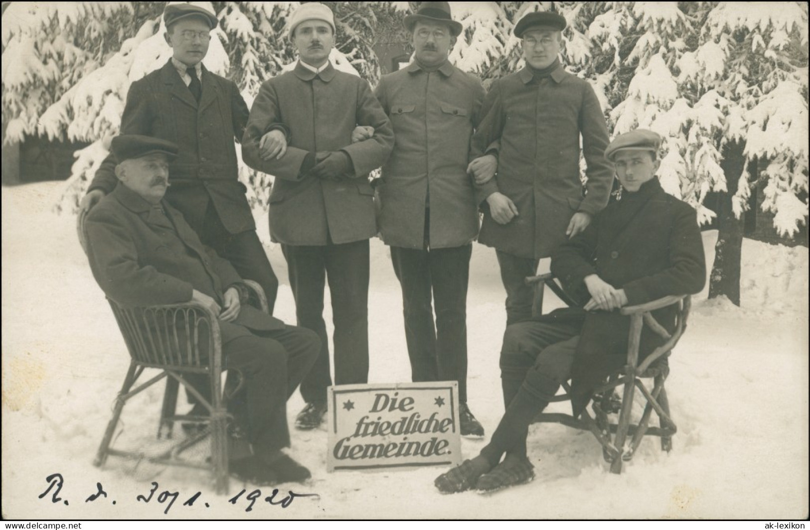 Reichenbach (Vogtland) Die Friedliche Gemeinde - Männer Im Schnee 1920 - Reichenbach I. Vogtl.