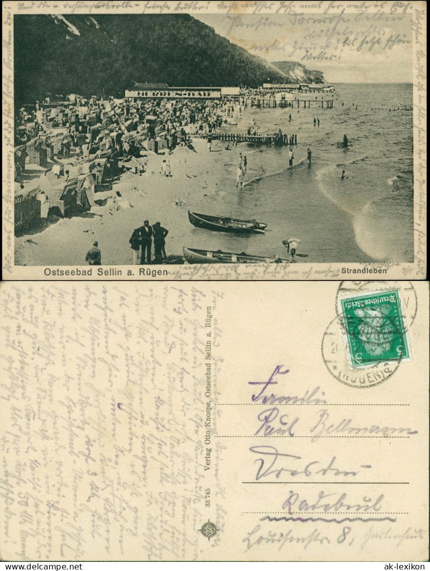 Ansichtskarte Sellin Strandleben - Herrenbad 1927 - Sellin