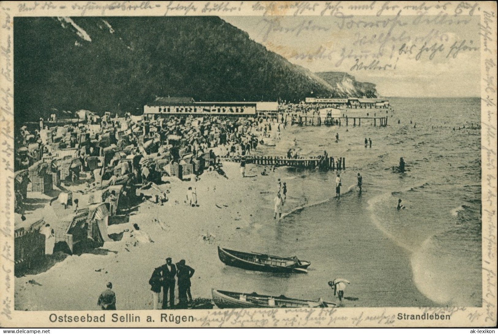 Ansichtskarte Sellin Strandleben - Herrenbad 1927 - Sellin