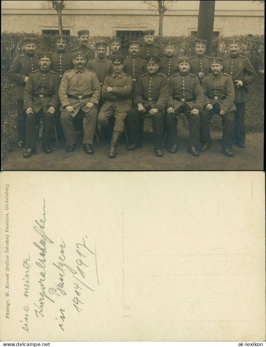 Ansichtskarte Bautzen Budyšin Soldatengruppe Vor Kaserne 1. WK 1914 - Bautzen