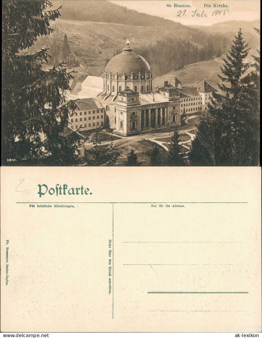 Ansichtskarte St. Blasien Panorama Vogelschau-Perspektive Auf Kirche 1905 - St. Blasien