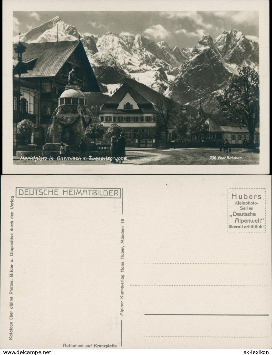 Garmisch-Partenkirchen Marktplatz, Personen Vor Brunnen, Wasserspiele 1935 - Garmisch-Partenkirchen