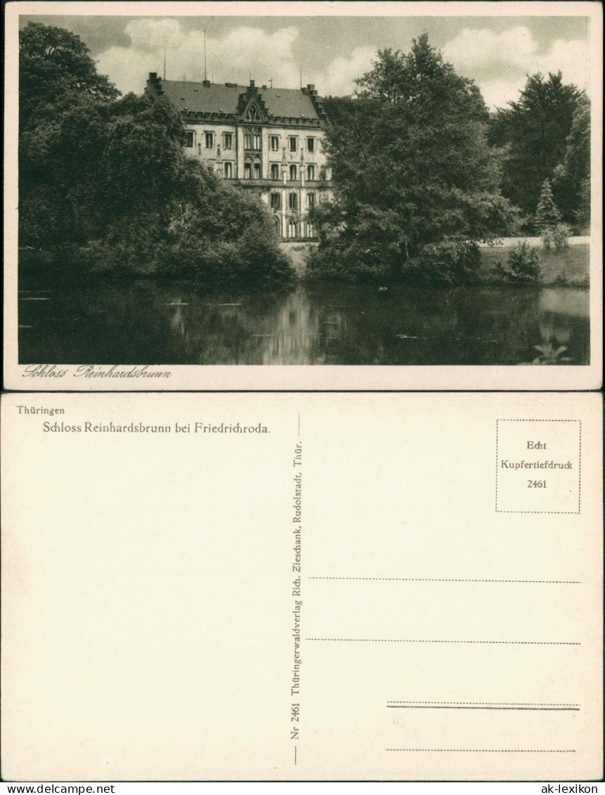 Ansichtskarte Friedrichroda Schloss Reinhardsbrunn Park-Anlage Mit Teich 1925 - Friedrichroda