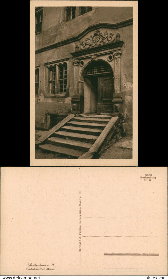 Rothenburg Ob Der Tauber Stadtteilansicht, Portal Am Schulhaus, Schule 1920 - Rothenburg O. D. Tauber