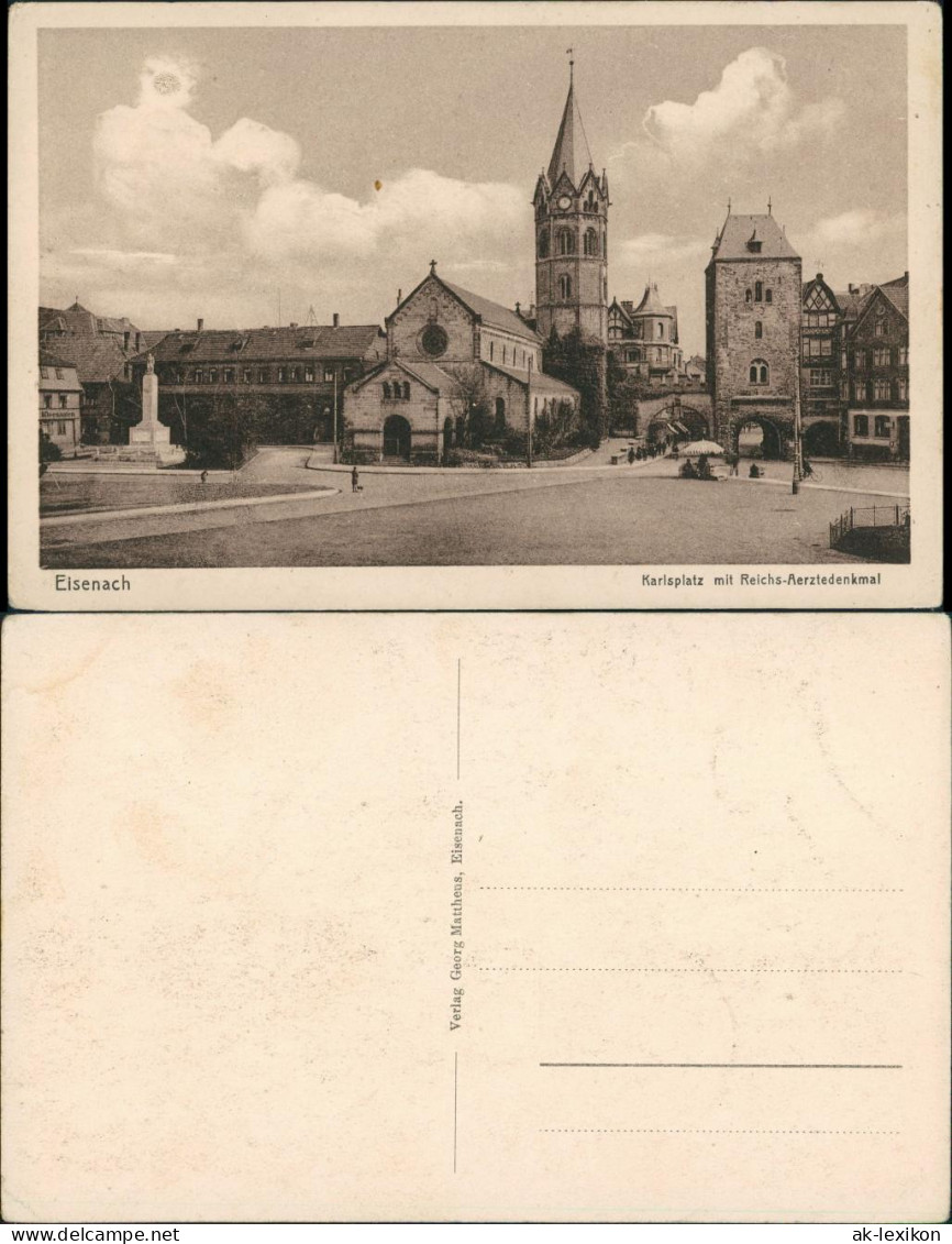 Ansichtskarte Eisenach Karlsplatz, Reichs-Aerztedenkmal, Denkmal 1910 - Eisenach
