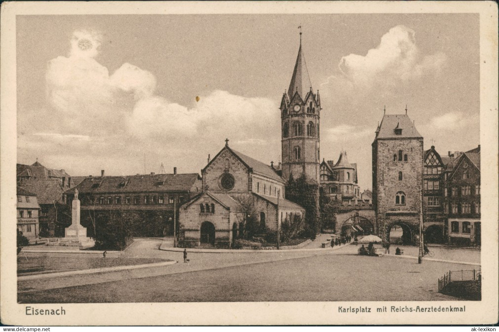 Ansichtskarte Eisenach Karlsplatz, Reichs-Aerztedenkmal, Denkmal 1910 - Eisenach