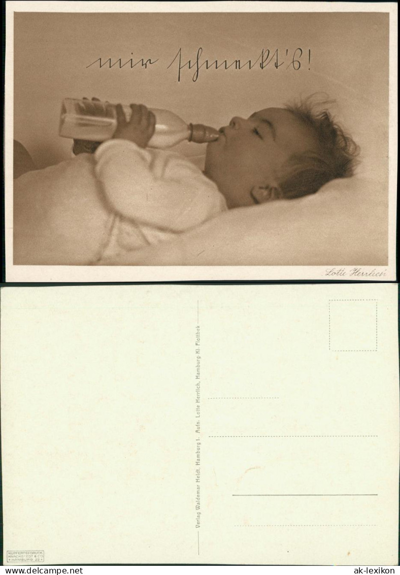 Ansichtskarte  Baby Mit Milchflasche KK Lotte Herrlich Fotokunst 1928 - Portraits