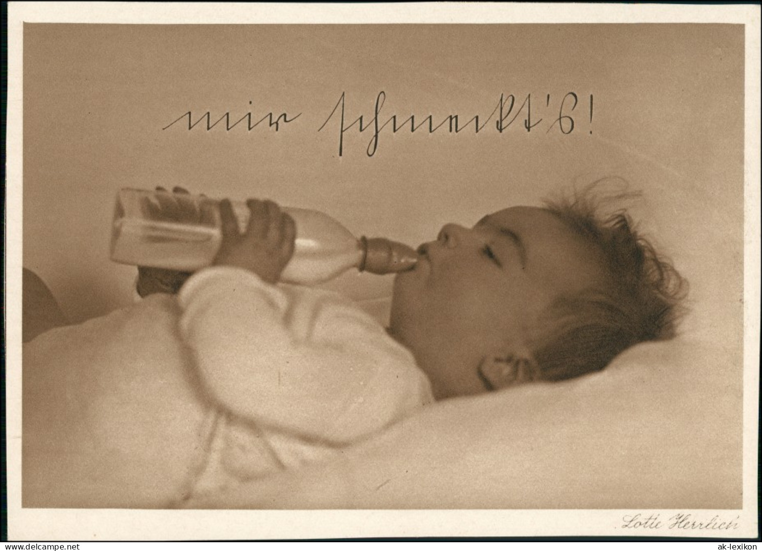 Ansichtskarte  Baby Mit Milchflasche KK Lotte Herrlich Fotokunst 1928 - Portraits
