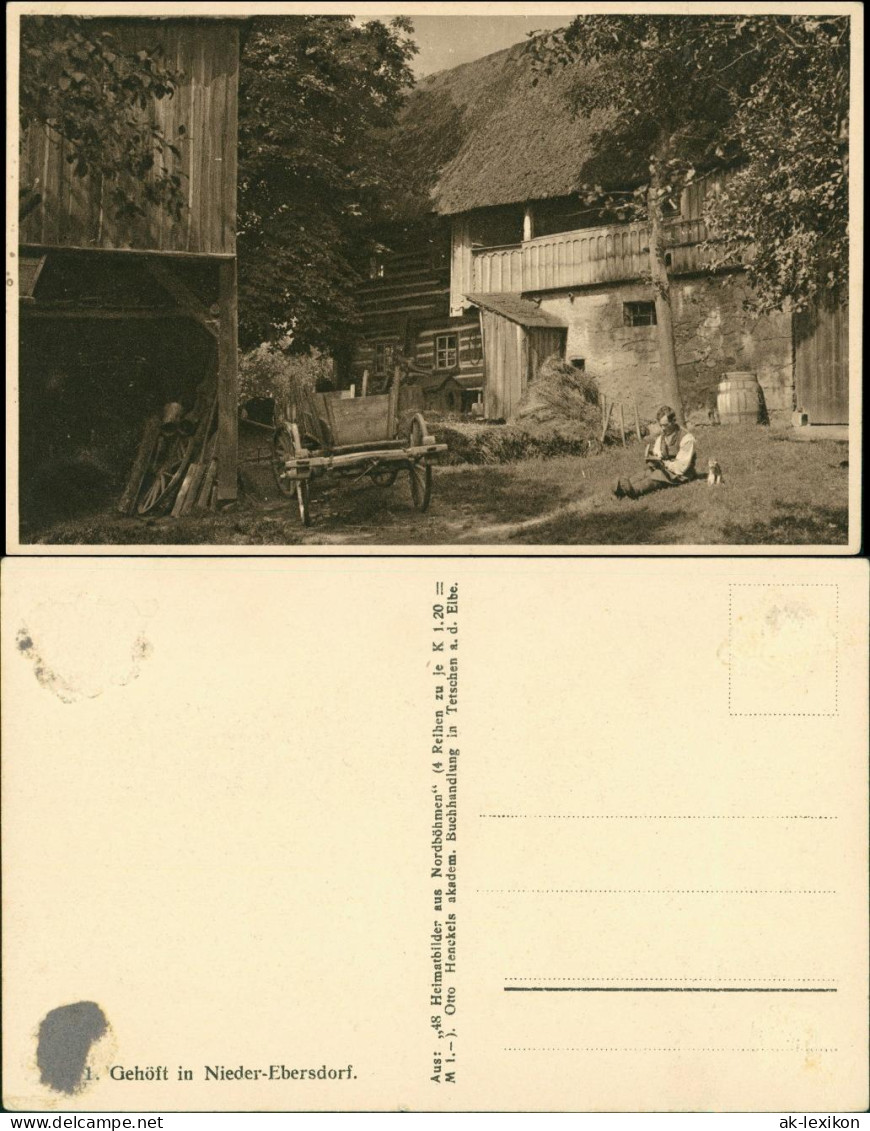 Postcard Nieder Ebersdorf Dolní Habartice Gehöft 1928 - Tschechische Republik