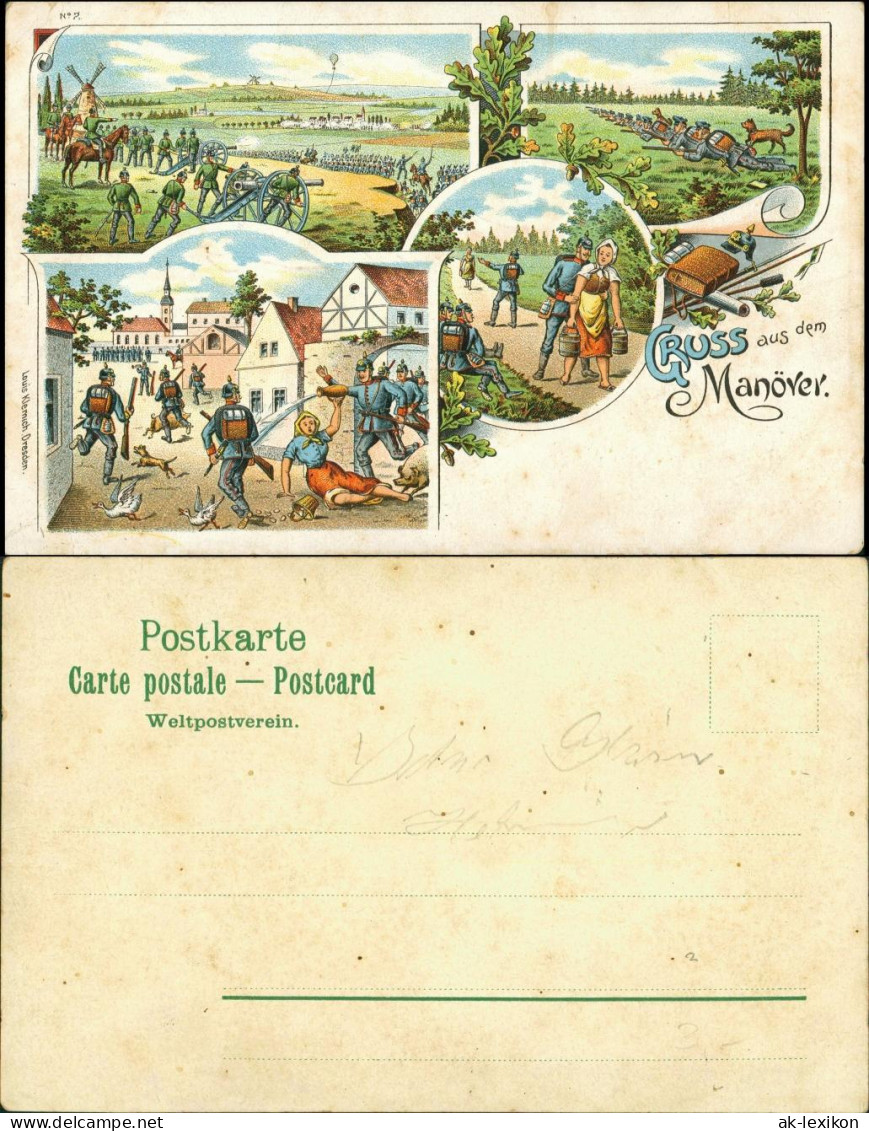 Ansichtskarte  Gruss Vom Manöver Künstlerkarten - Militär Litho 1903 - Unclassified