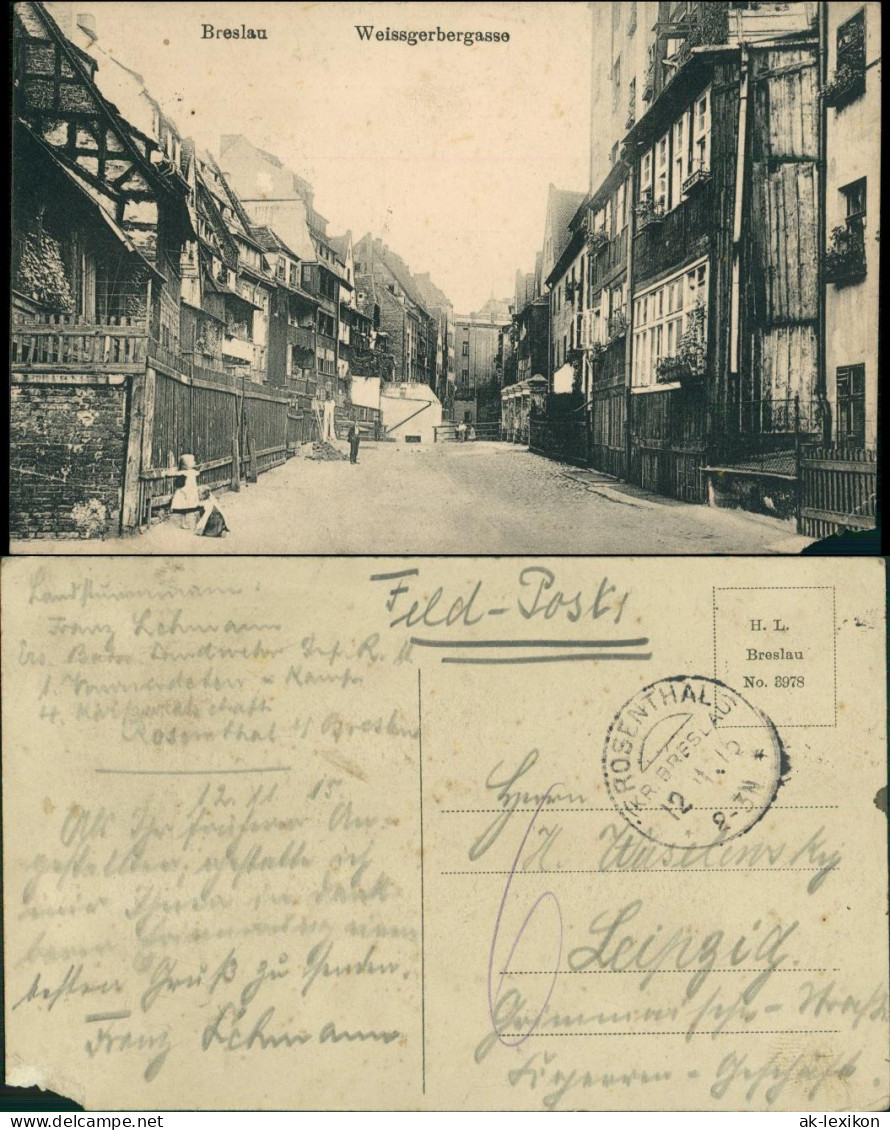 Postcard Breslau Wrocław Weissgerbergasse 1914 - Schlesien