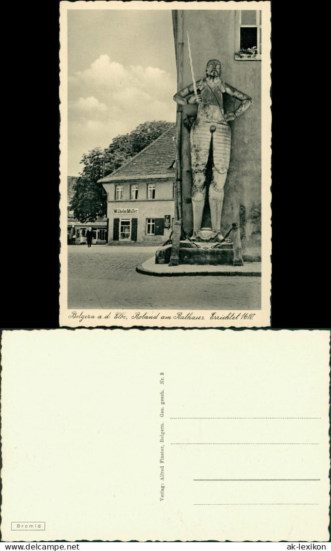 Ansichtskarte Belgern Geschäft Wilhelm Müller, Roland, Rathaus 1934 - Belgern