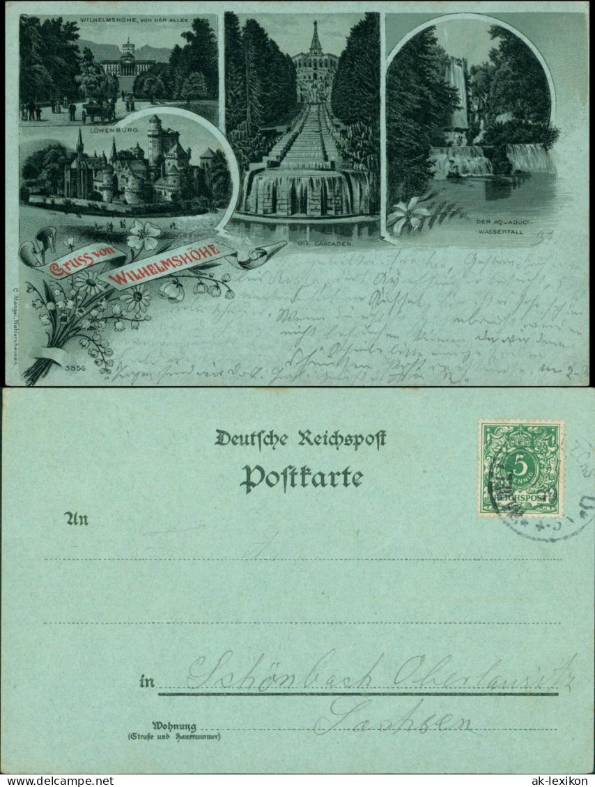 Ansichtskarte Bad Wilhelmshöhe-Kassel Cassel Litho: Mondschein Gruss Aus 1898 - Kassel