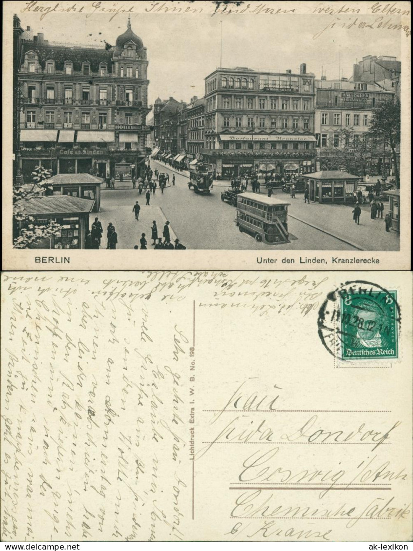 Mitte-Berlin Unter Den Linden, Geschäfte, Verkehr Bus Kiosk 1928 - Mitte