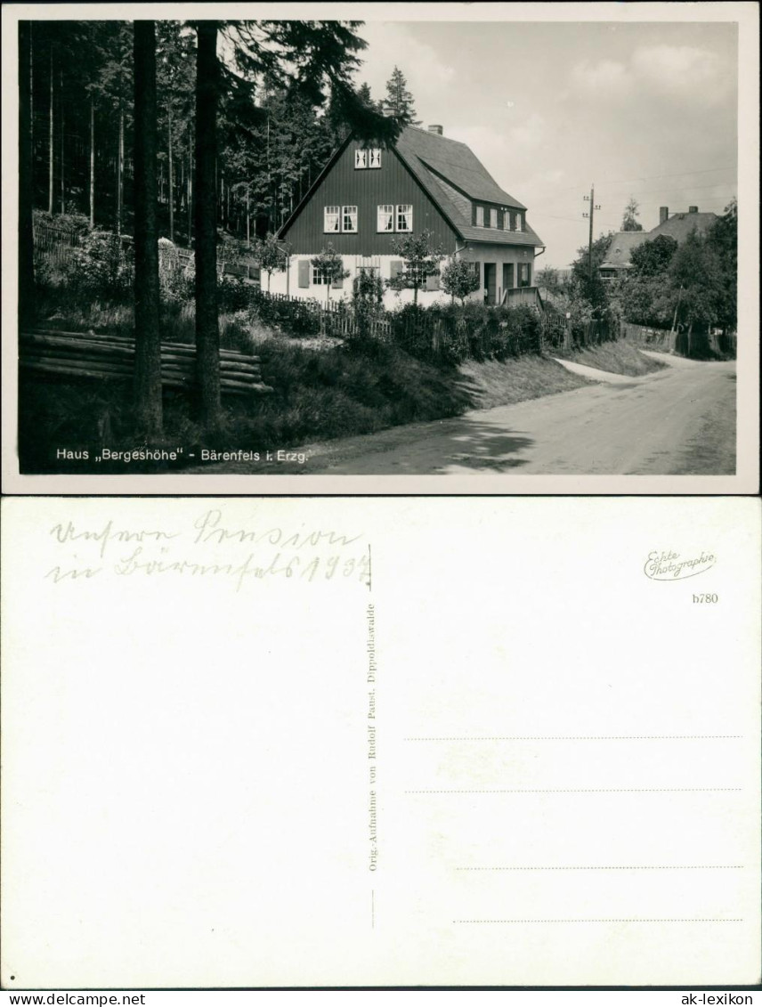 Bärenfels (Erzgebirge)-Altenberg (Erzgebirge) Haus "Bergeshöhe",  1937 - Altenberg