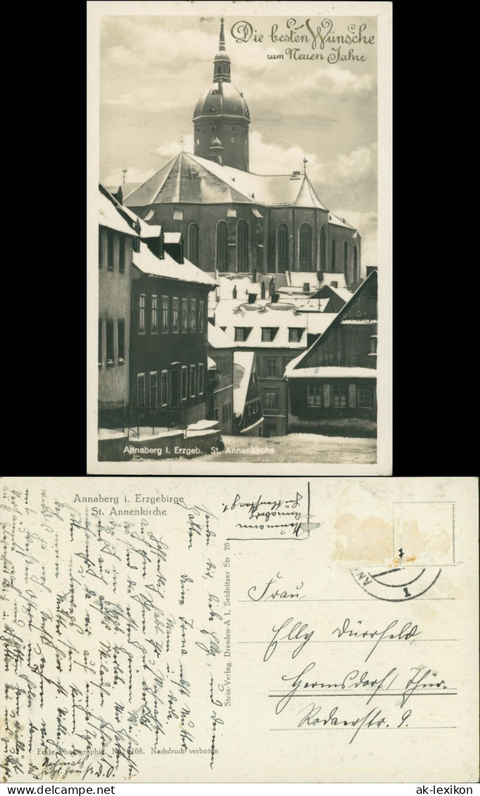 Annaberg-Buchholz St. Annenkirche, Grusskarte Zum Neuen Jahr, Neujahr 1930 - Annaberg-Buchholz