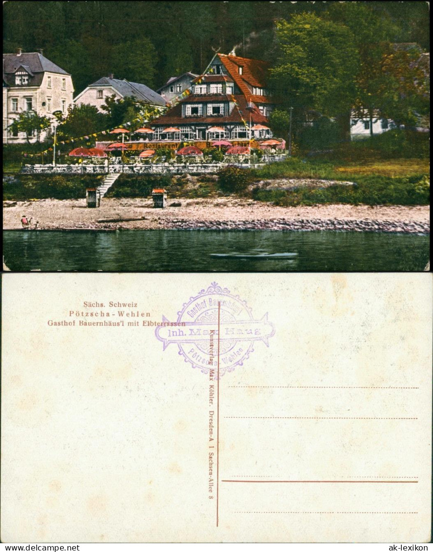 Pötzscha-Wehlen Gaststätte Hotel An Der Elbe Gasthof Bauernhäus`l 1910 - Wehlen