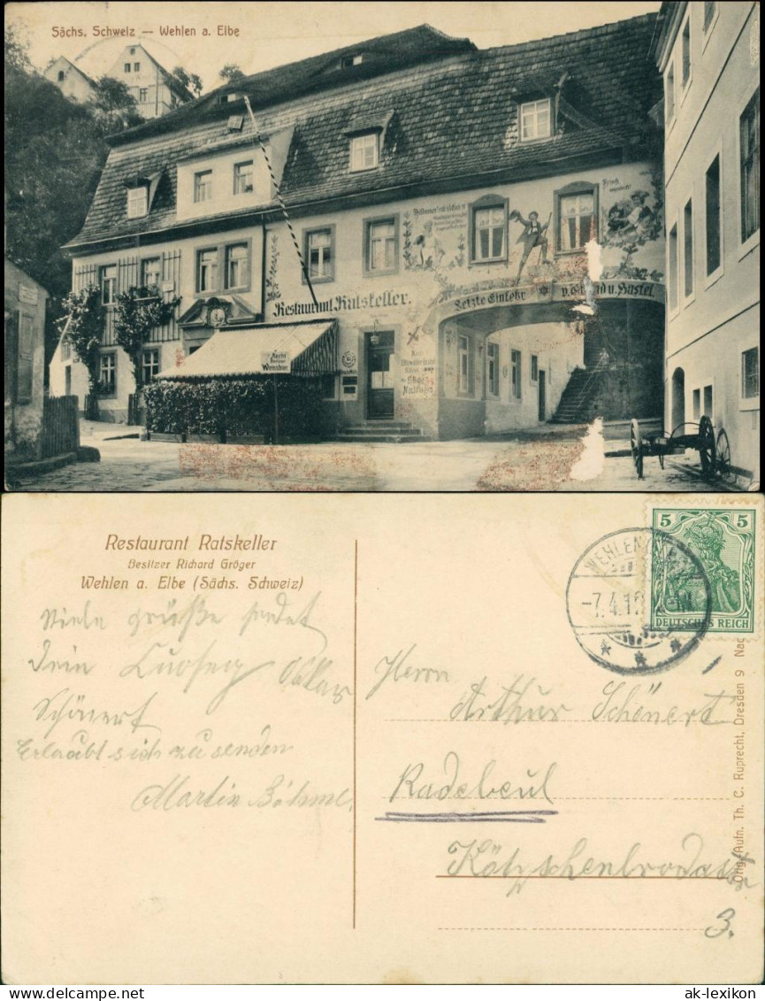 Ansichtskarte Wehlen Restaurant Ratskeller 1910 - Wehlen