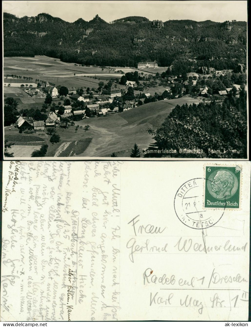 Dittersbach (Böhm. Schweiz) Jetřichovice Stadtpartie 1930 Privatfoto - Tschechische Republik