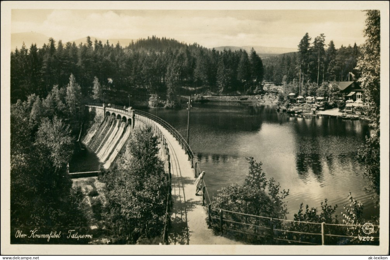 Postcard Krummhübel Karpacz Talsperre, Restaurant 1932 - Schlesien