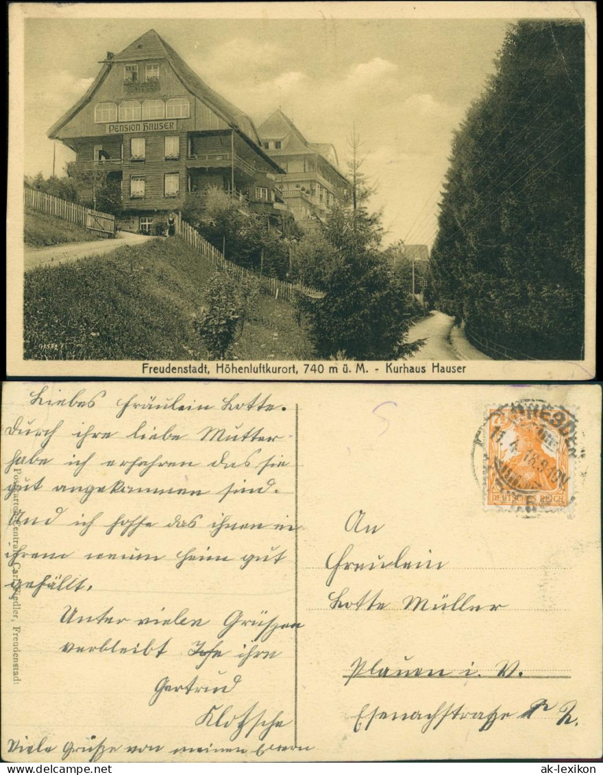 Ansichtskarte Freudenstadt Partie Am Kurhaus Hauser 1918 - Freudenstadt
