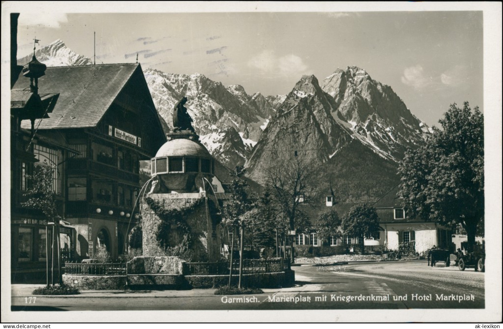 Ansichtskarte Berchtesgaden Marienplatz Kriegerdenkmal Hotel 1932 - Berchtesgaden