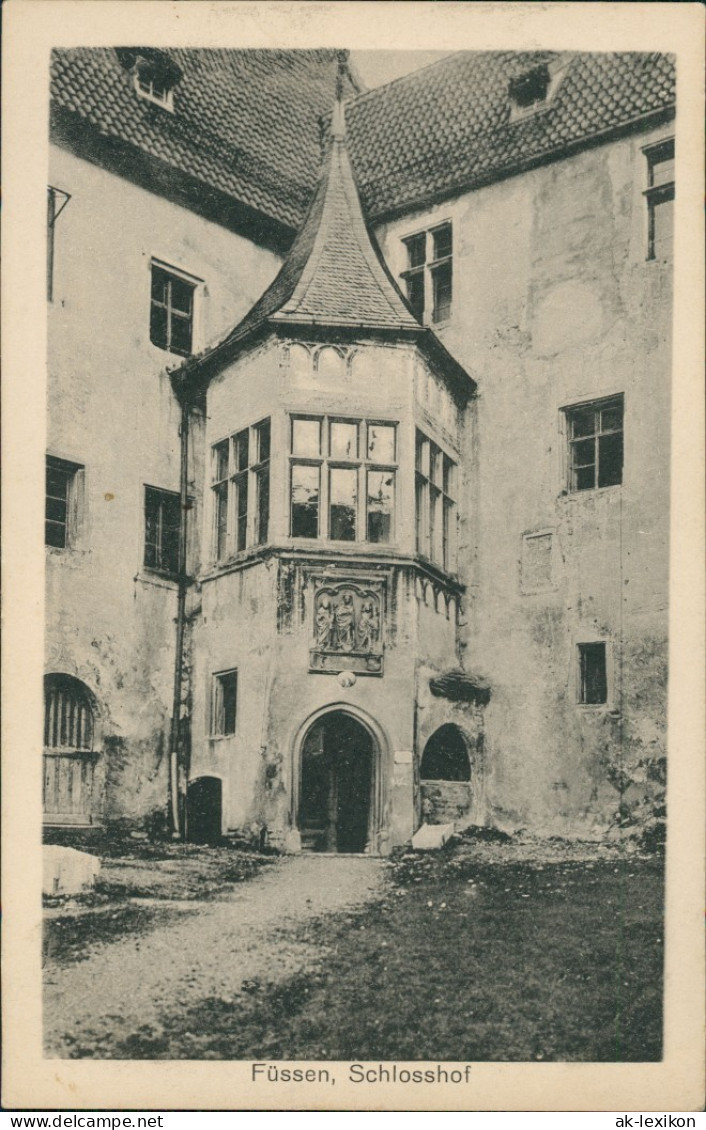 Ansichtskarte Füssen Hohes Schloss - Schlosshof 1934 - Füssen