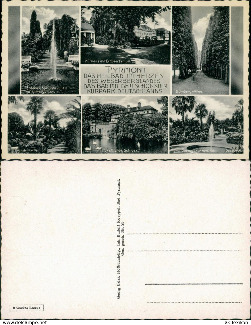 Ansichtskarte Bad Pyrmont Kurhaus, Schloss, Palmengarten, Allee 1932 - Bad Pyrmont