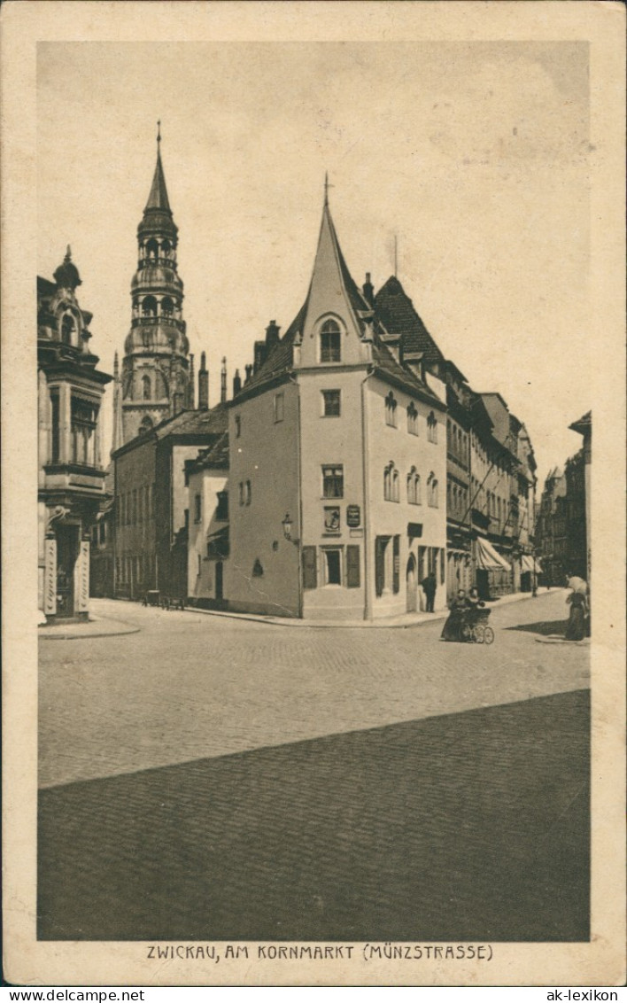 Ansichtskarte Zwickau Kornmarkt Ecke Münzgasse 1943 - Zwickau