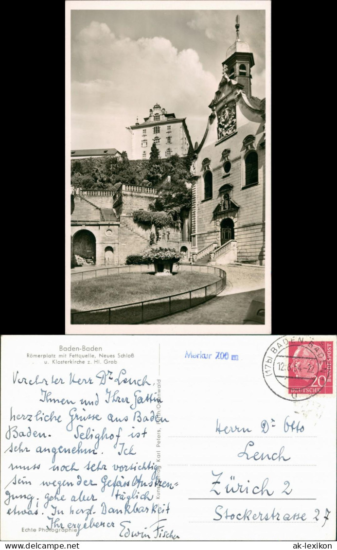 Baden-Baden Römerplatz Fettquelle, Neues Schloß Klosterkirche Z. Hl. Grab 1954 - Baden-Baden