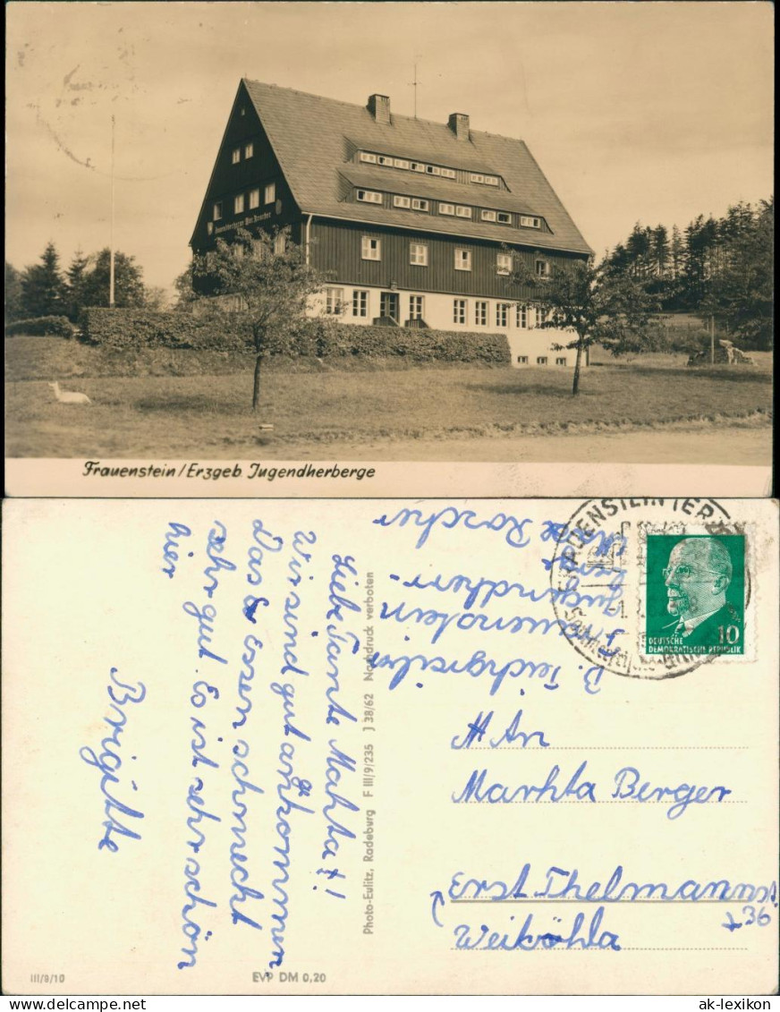 Ansichtskarte Frauenstein (Erzgebirge) Jugendherberge 1962 - Frauenstein (Erzgeb.)