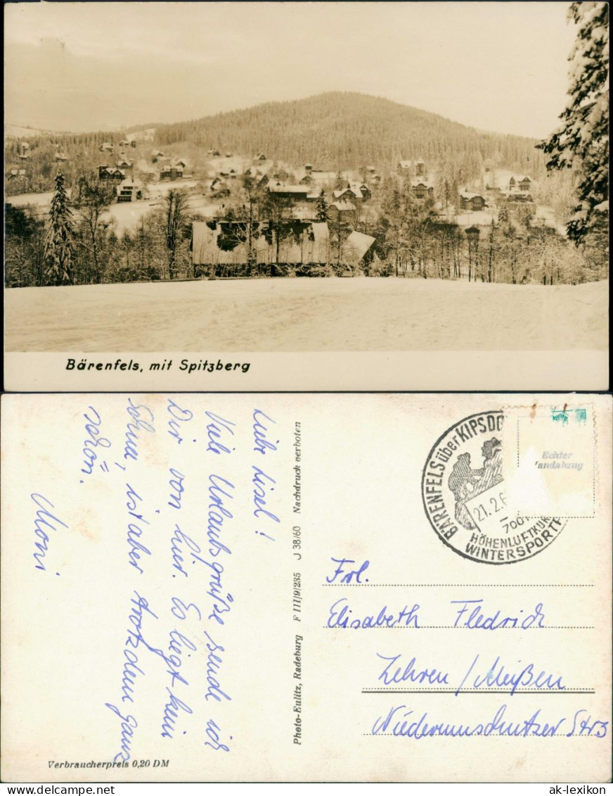 Bärenfels (Erzgebirge)-Altenberg  Panorama-Ansicht Im Winter Mit Spitzberg 1960 - Altenberg