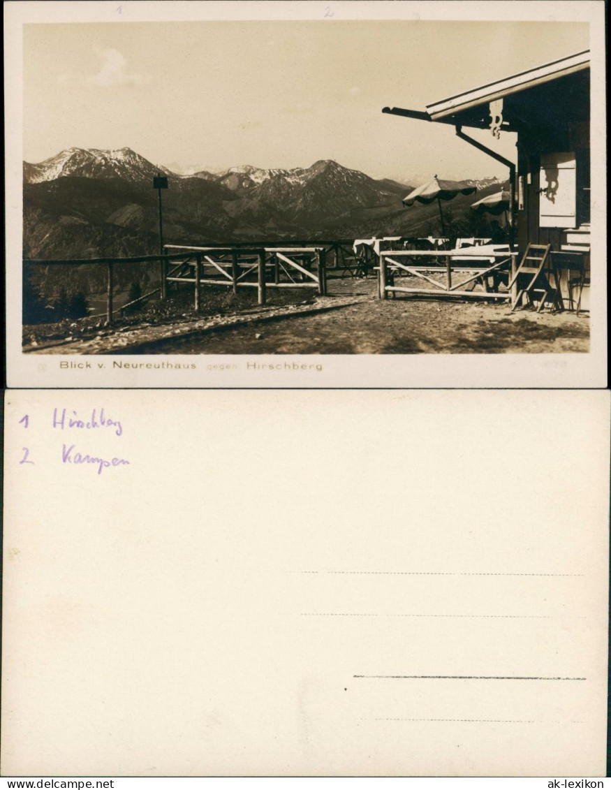 Ansichtskarte Tegernsee (Stadt) Berggasthof Neureuth Gegen Hirschberg 1928 - Tegernsee