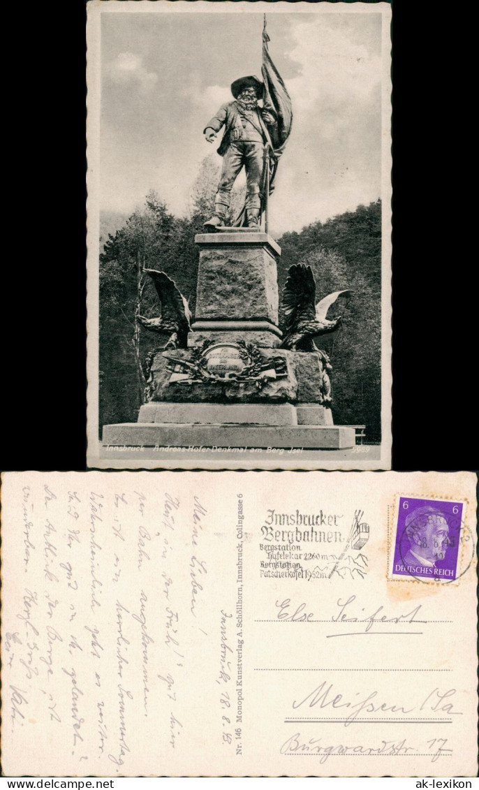 Ansichtskarte Innsbruck Andreas Hofer Denkmal Am Berg Isel 1943 - Innsbruck