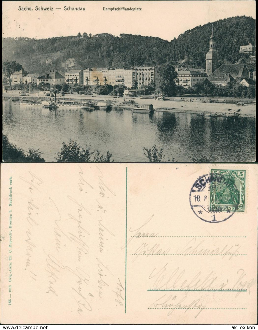 Ansichtskarte Bad Schandau Dampfschifflandeplatz 1913 - Bad Schandau