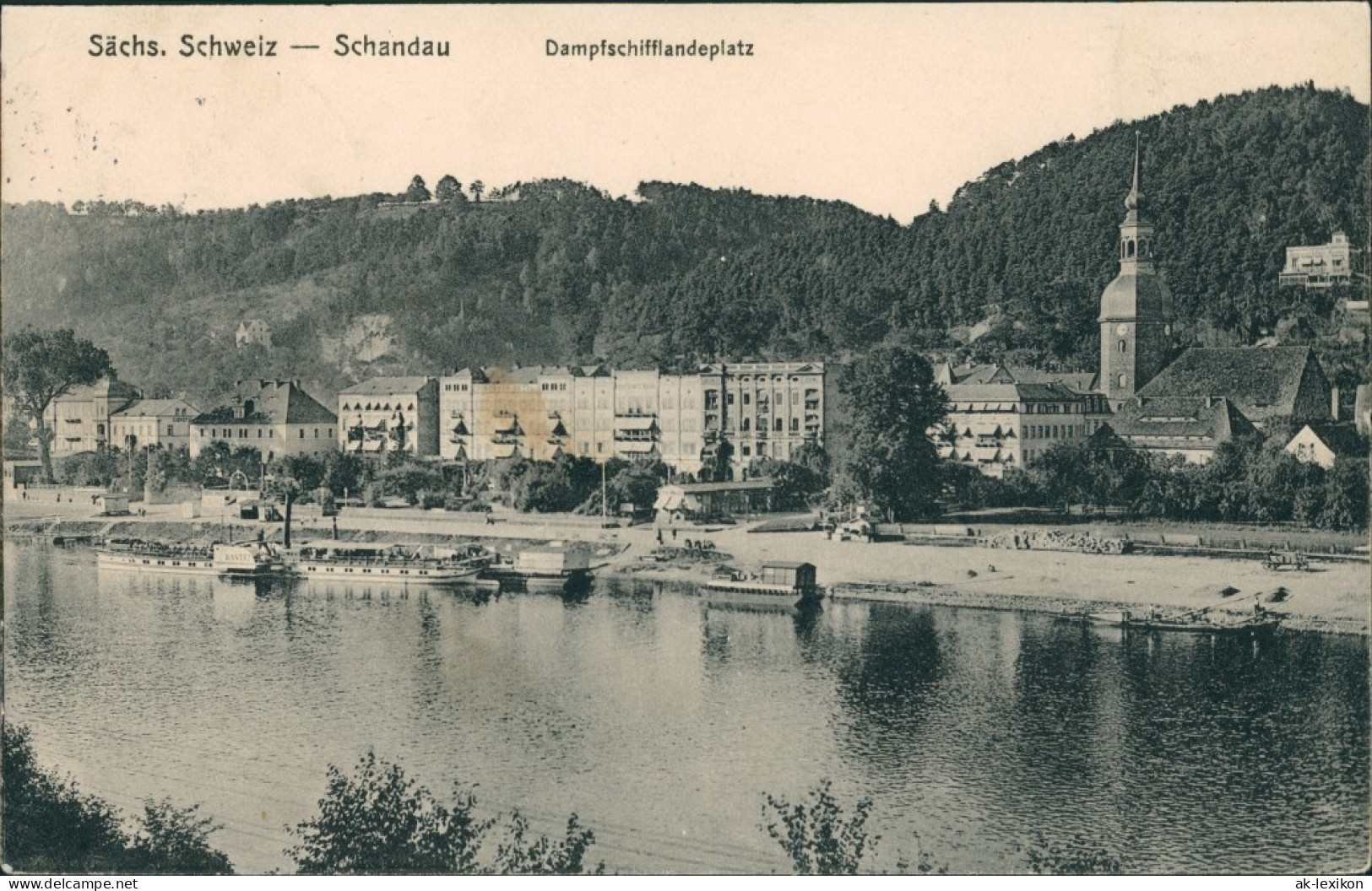 Ansichtskarte Bad Schandau Dampfschifflandeplatz 1913 - Bad Schandau