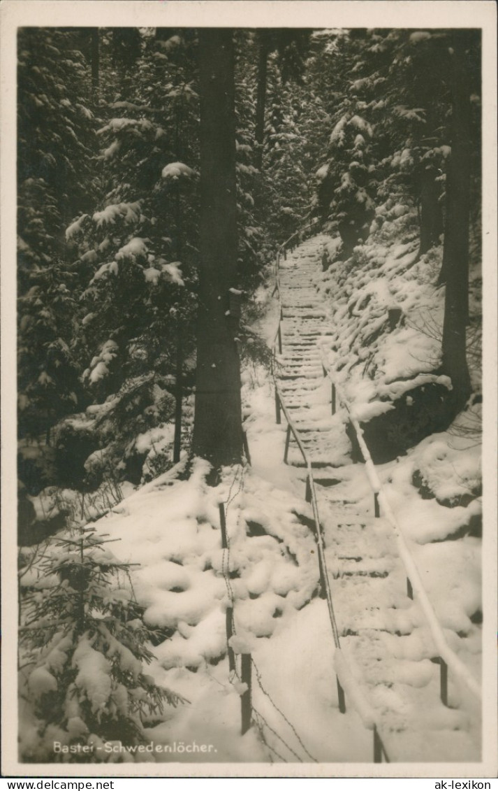 Ansichtskarte Rathen Schwedenlöcher Im Winter 1928 - Rathen