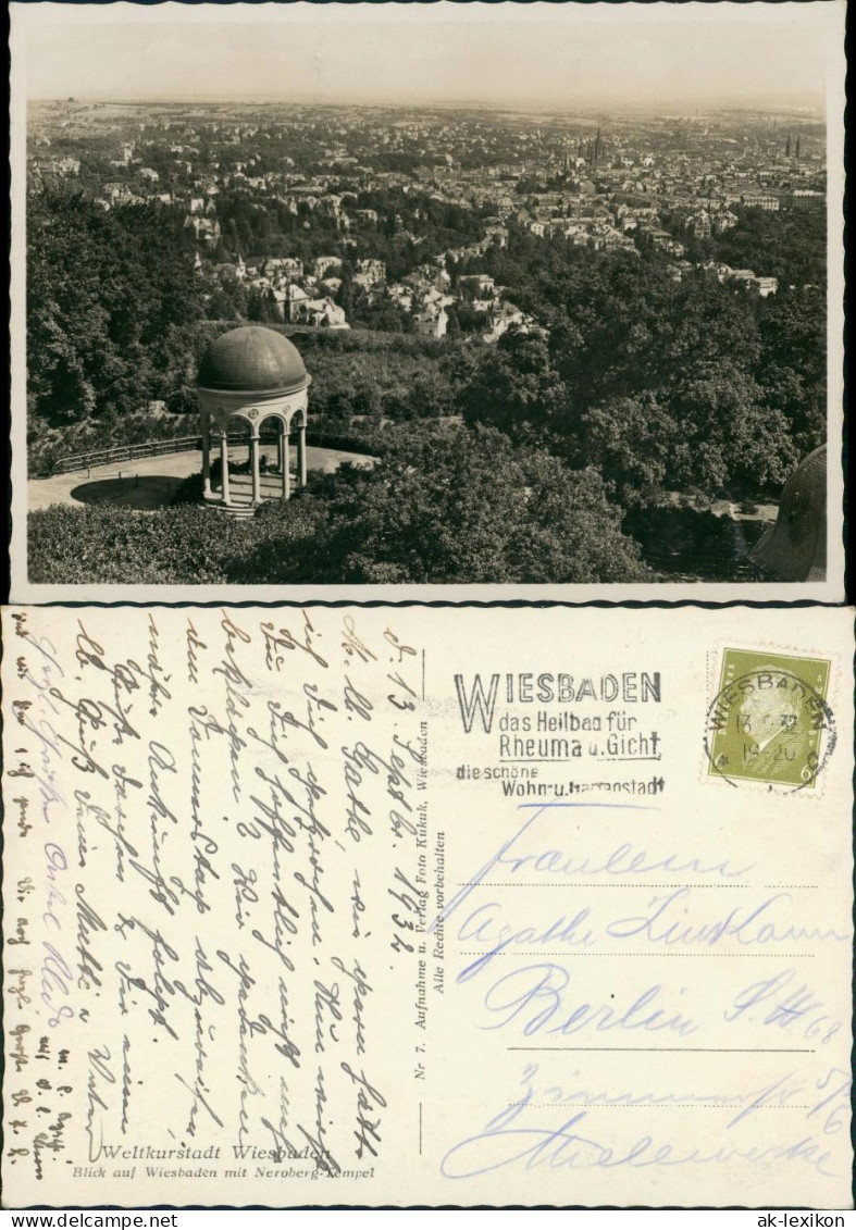 Ansichtskarte Wiesbaden Panorama-Ansicht, Neroberg Tempel 1932 - Wiesbaden