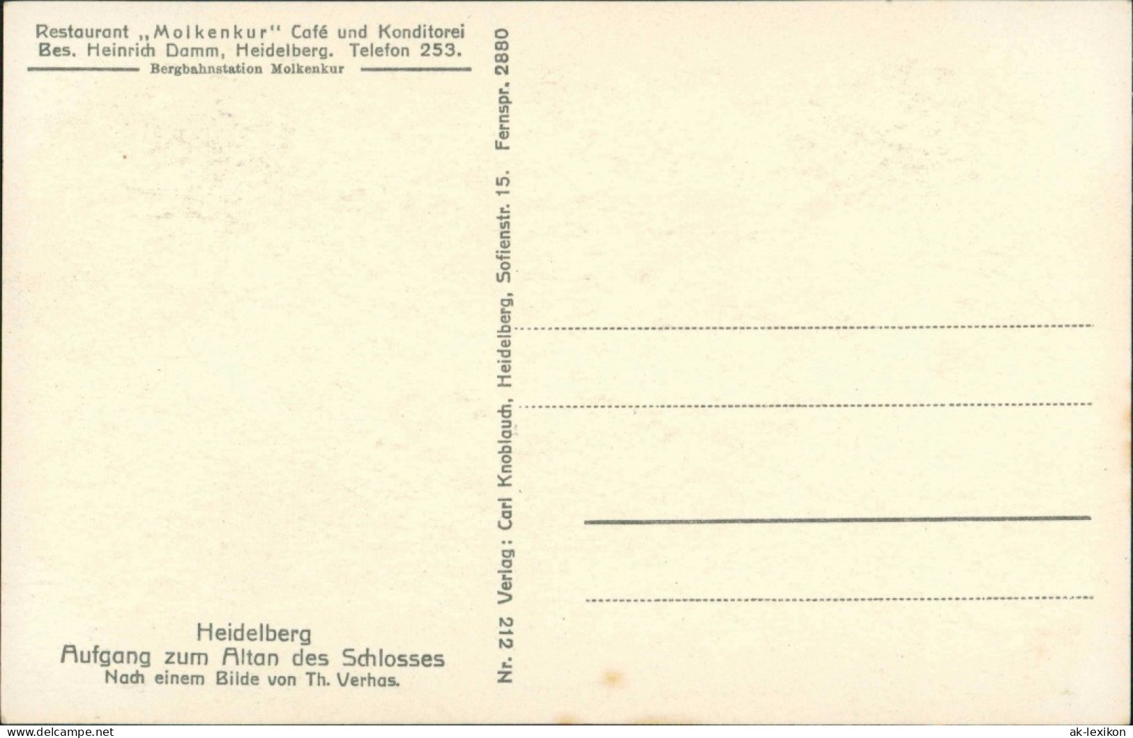 Ansichtskarte Heidelberg Aufgang Zum Altan Nach Einem Bilde V. Th. Verhas 1930 - Heidelberg