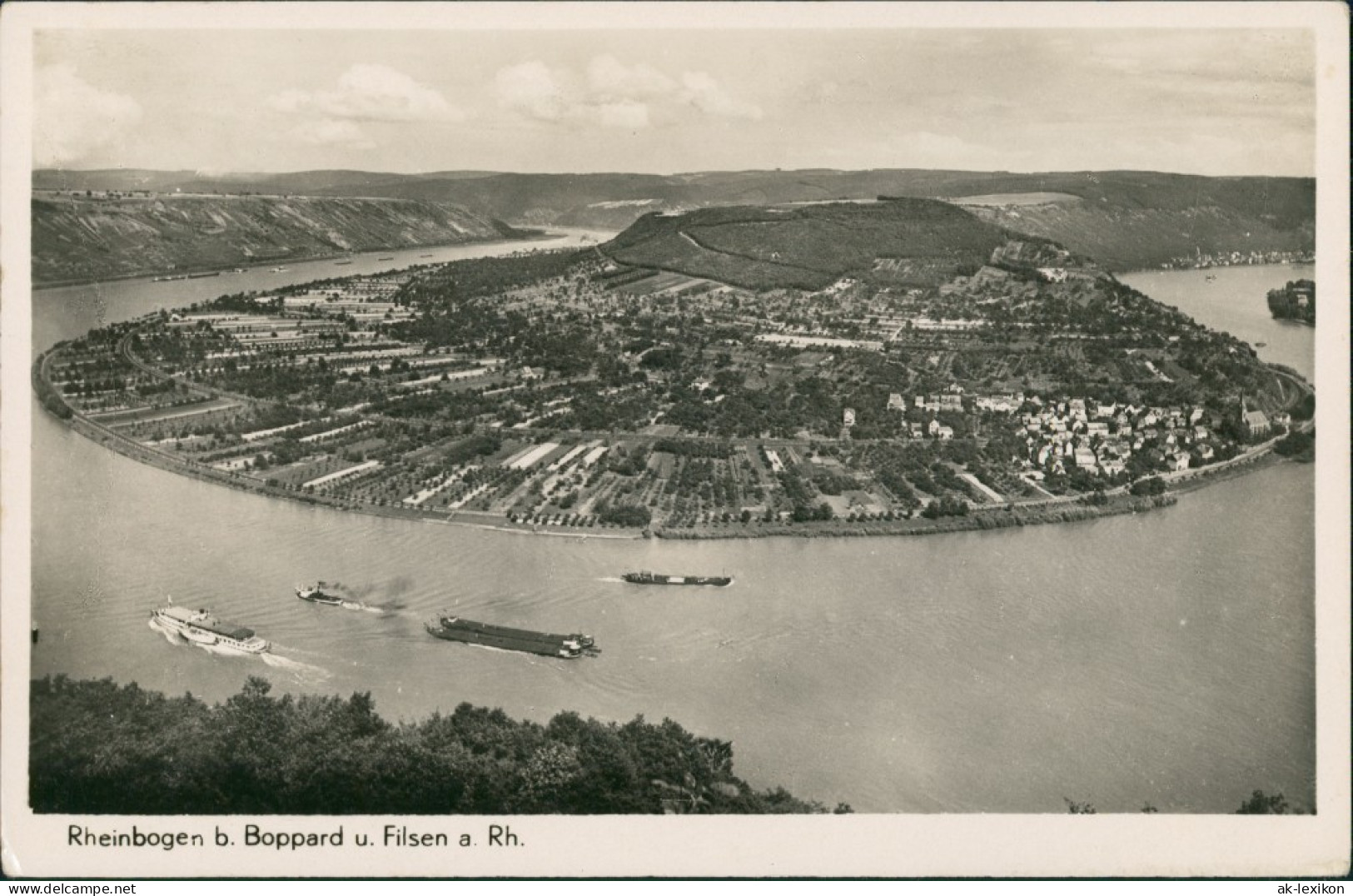 Ansichtskarte Boppard Rheinbogen, Rhein Schiffe Bei Boppard Filsen 1940 - Boppard