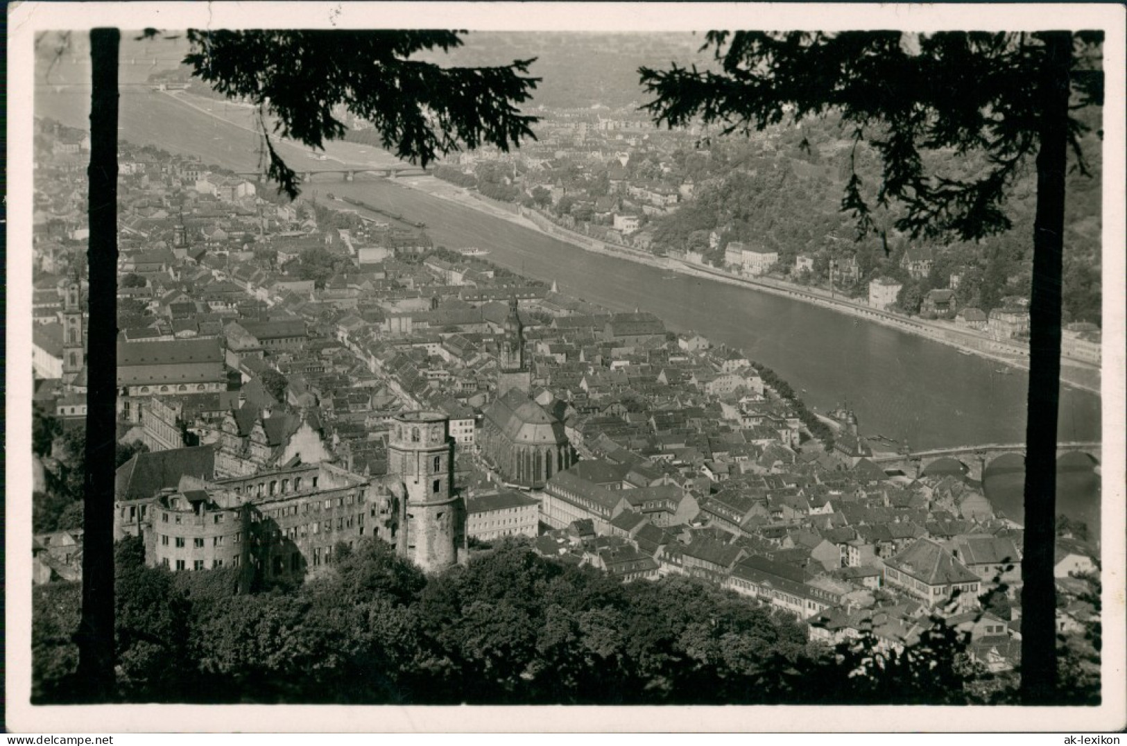 Ansichtskarte Heidelberg Panorama-Ansicht Blick Vom Rindenhäuschen 1938 - Heidelberg