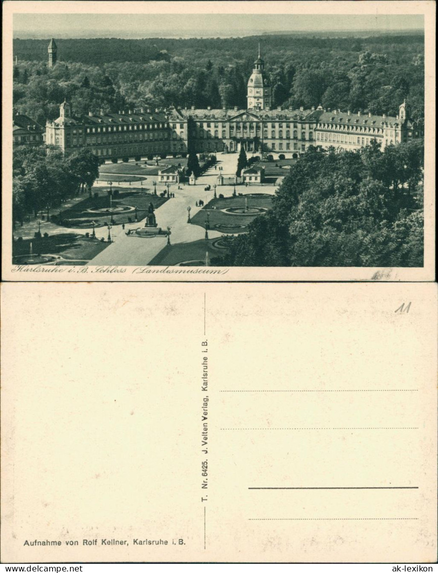 Karlsruhe Schlossplatz Schloß (Landesmuseum) Gesamtansicht 1925 - Karlsruhe