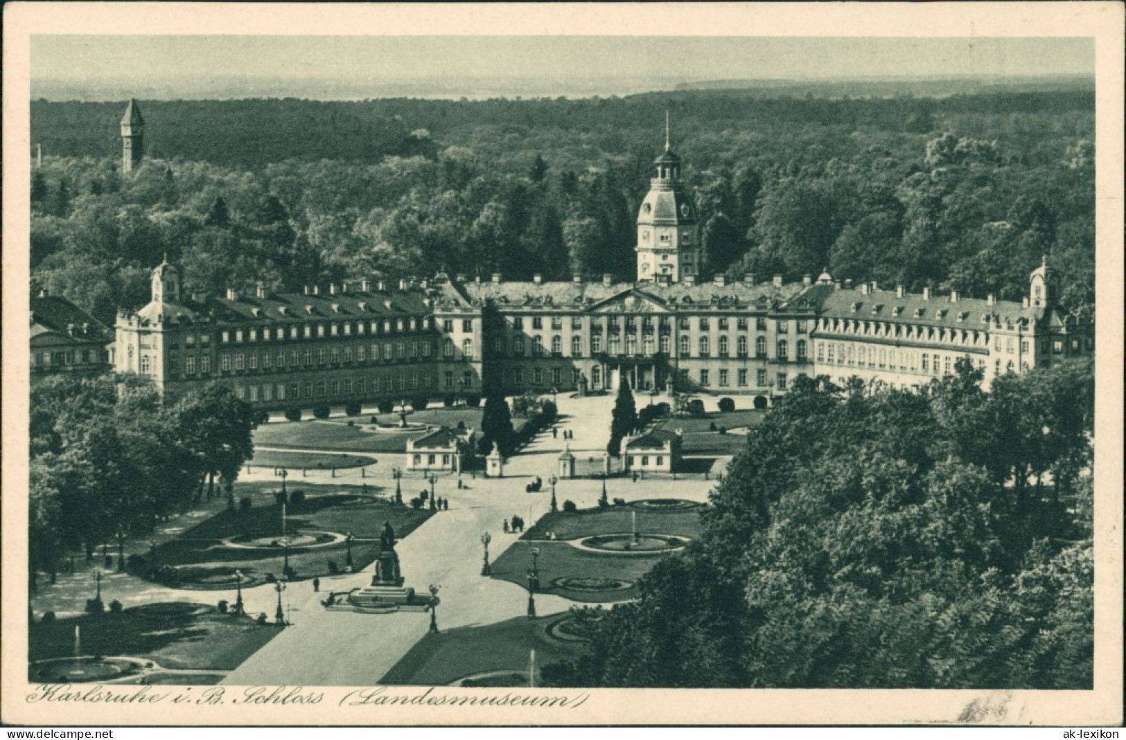 Karlsruhe Schlossplatz Schloß (Landesmuseum) Gesamtansicht 1925 - Karlsruhe